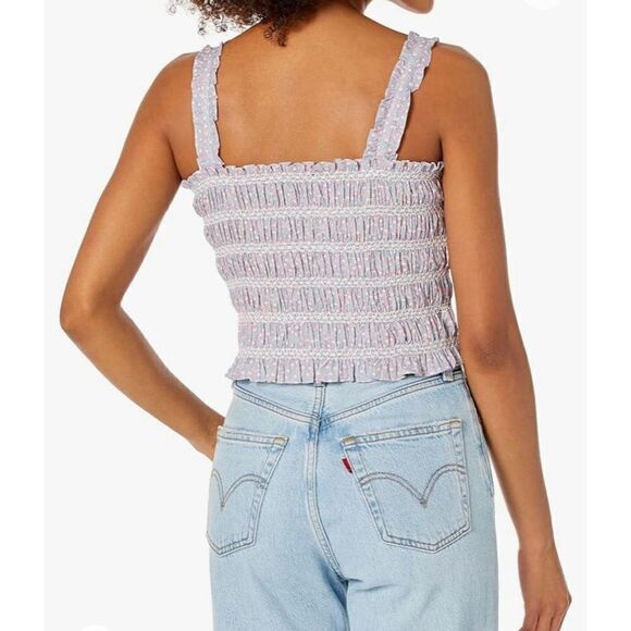 FRENCH CONNECTION - NWT - L XL Smocked Cotton Cropped Tank/Forget Me Not Multi - Picture 11 of 15
